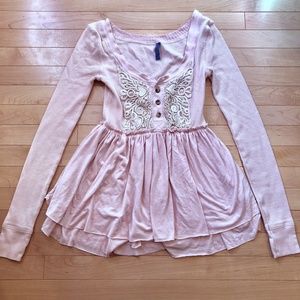 Free People Crochet Babydoll Henley